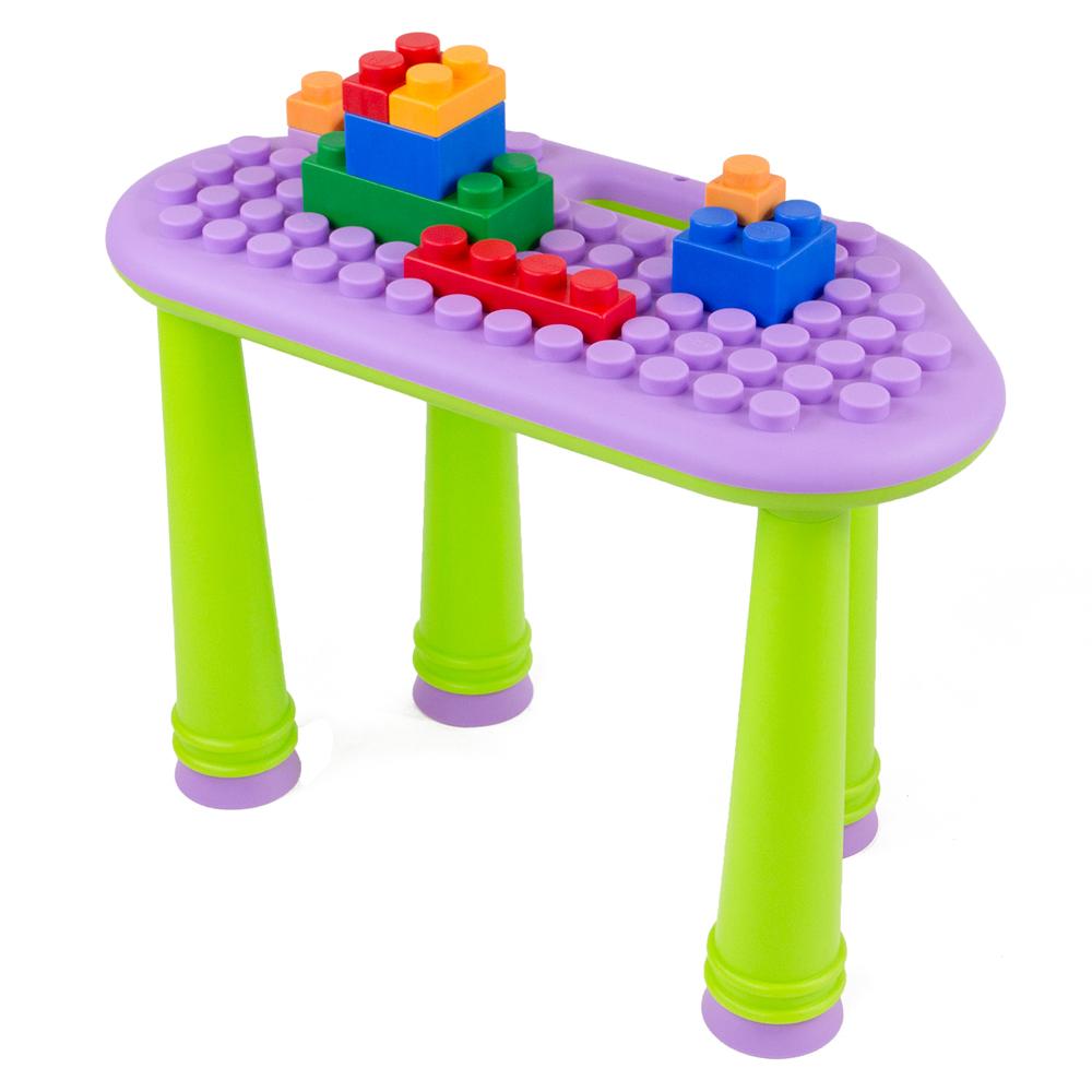 UNiPLAY Soft Building Blocks Table in UNiPetal Purple, featuring soft, rounded blocks designed for safe play and creativity.