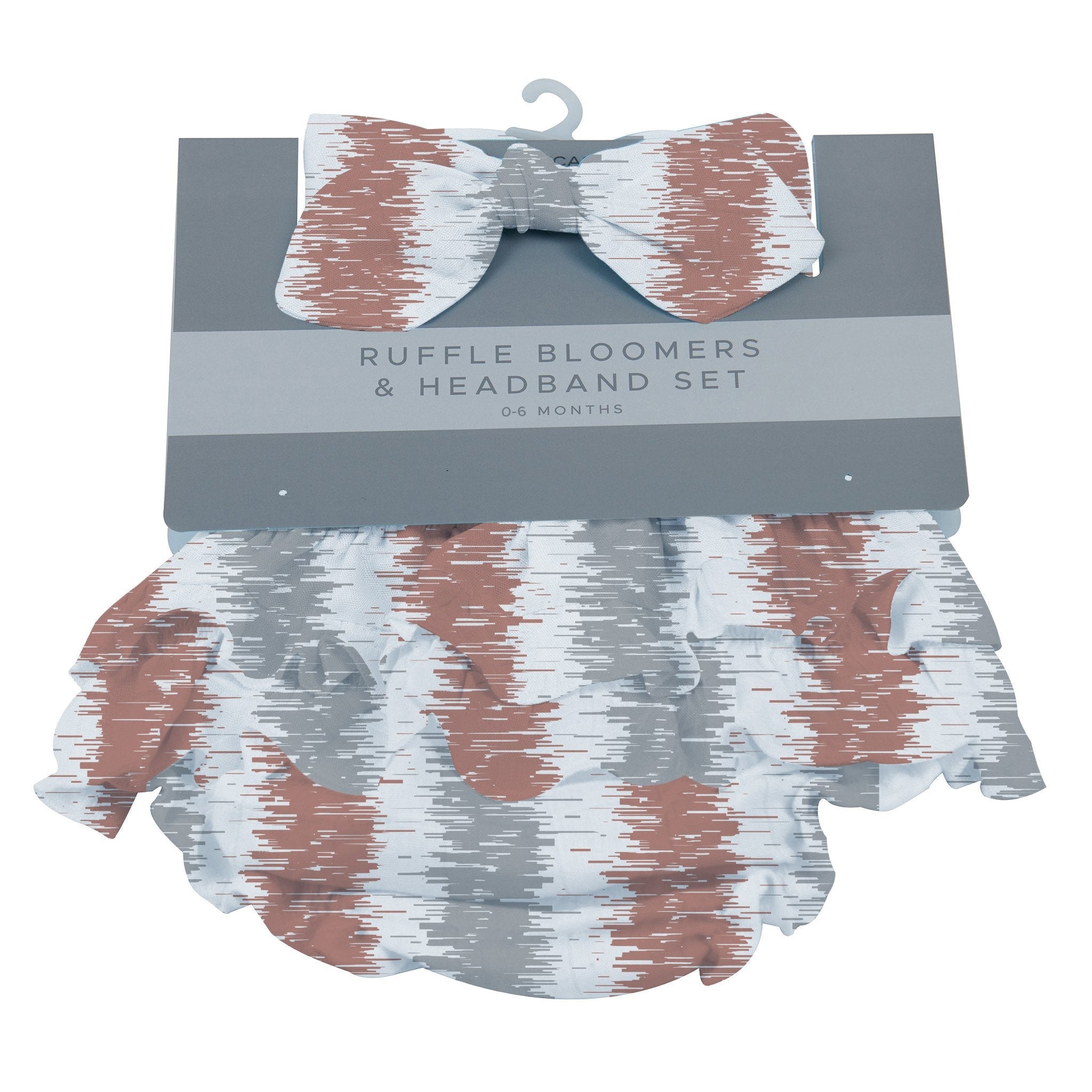 Western Stripe Ruffle Cotton Bloomer Headband Set featuring soft cotton fabric and stylish ruffle design.