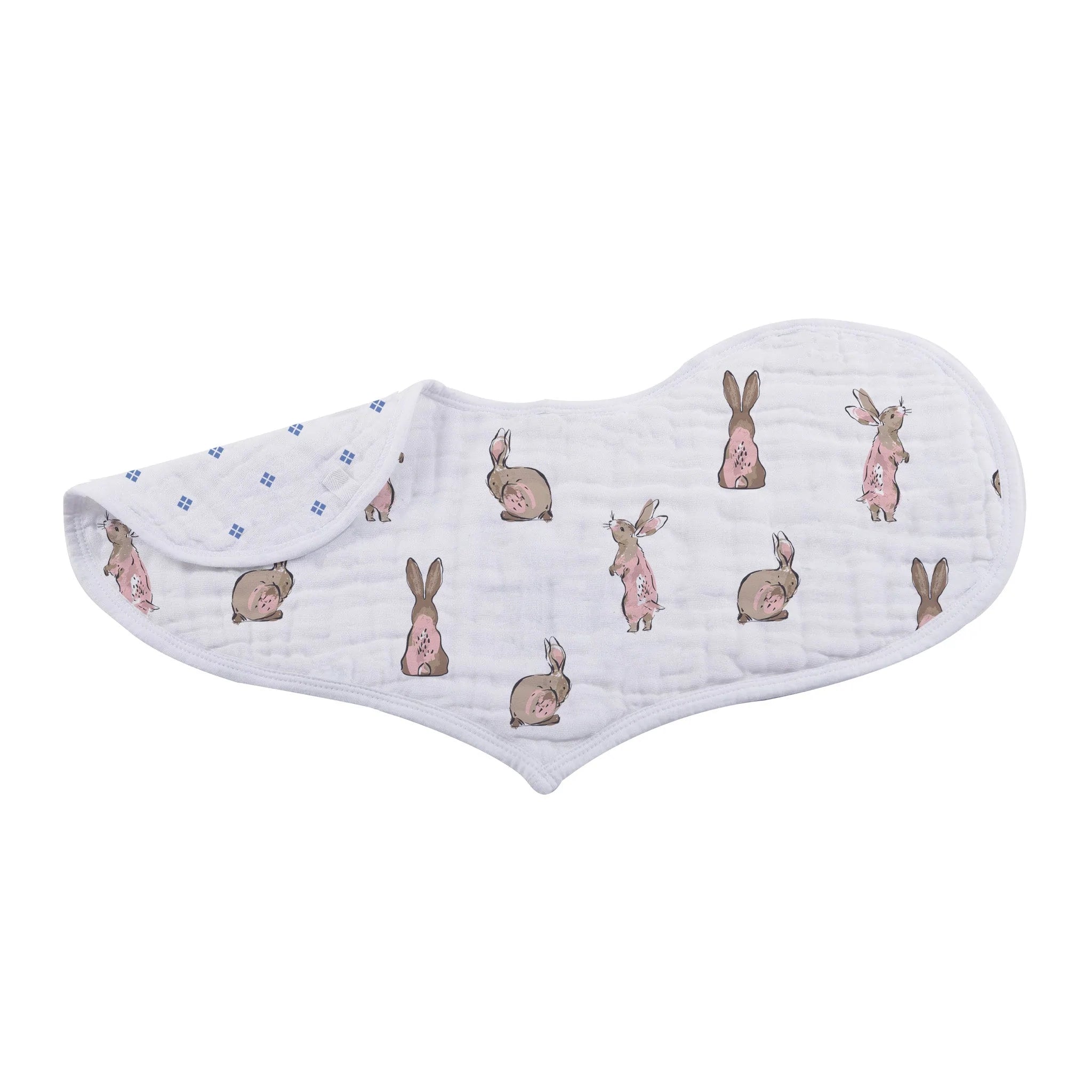 Wildflowers Bamboo Heart Bib 2PK featuring soft, absorbent bamboo muslin fabric with a stylish heart design and snap closure.