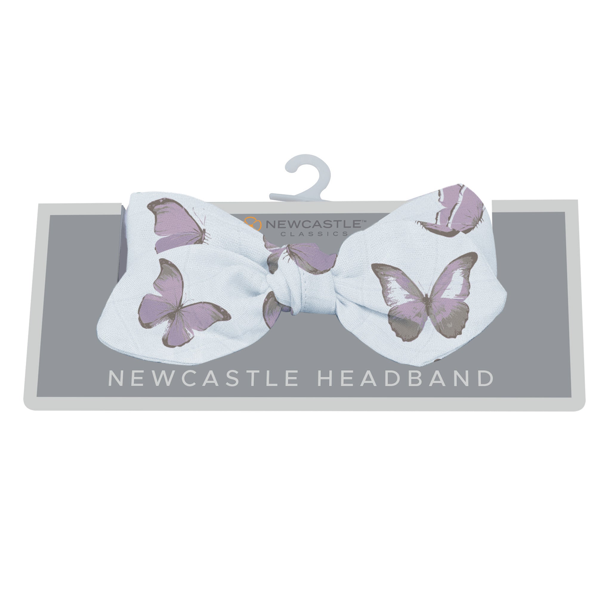 Winsome Butterflies Newcastle Headband featuring a colorful butterfly pattern on soft cotton fabric, perfect for stylish hair management.