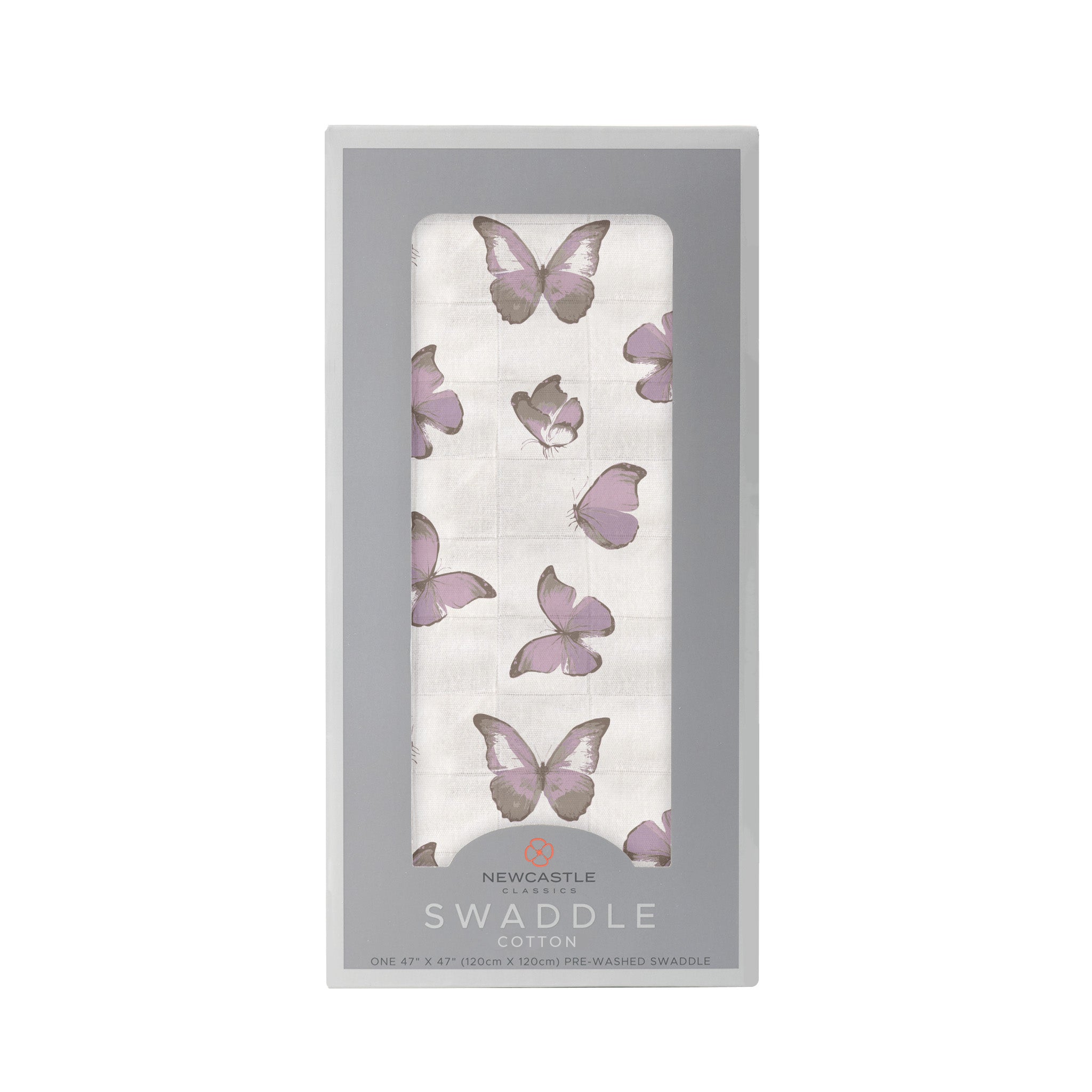 Winsome Butterflies Swaddle featuring soft, breathable muslin fabric with a charming butterfly print, perfect for swaddling and versatile use.