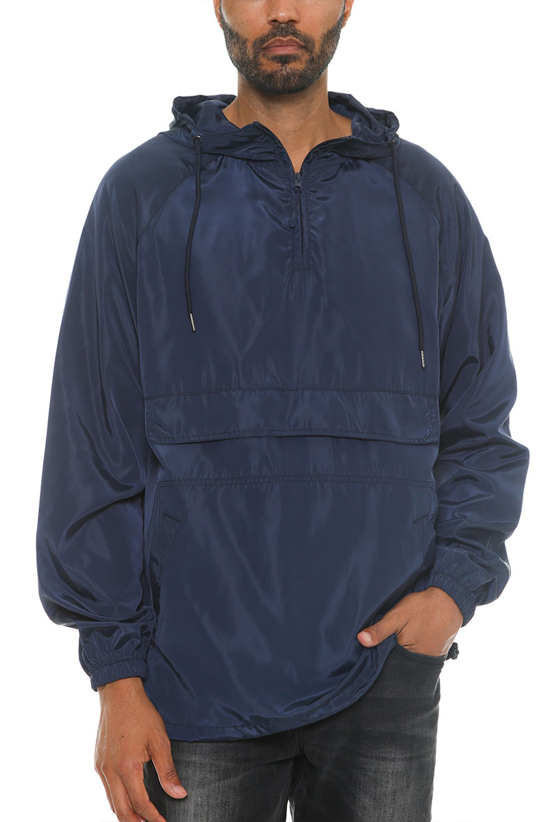 Anorak Windbreaker Jacket in a stylish design, featuring a quarter zip, flap design, and side pockets, perfect for outdoor activities.