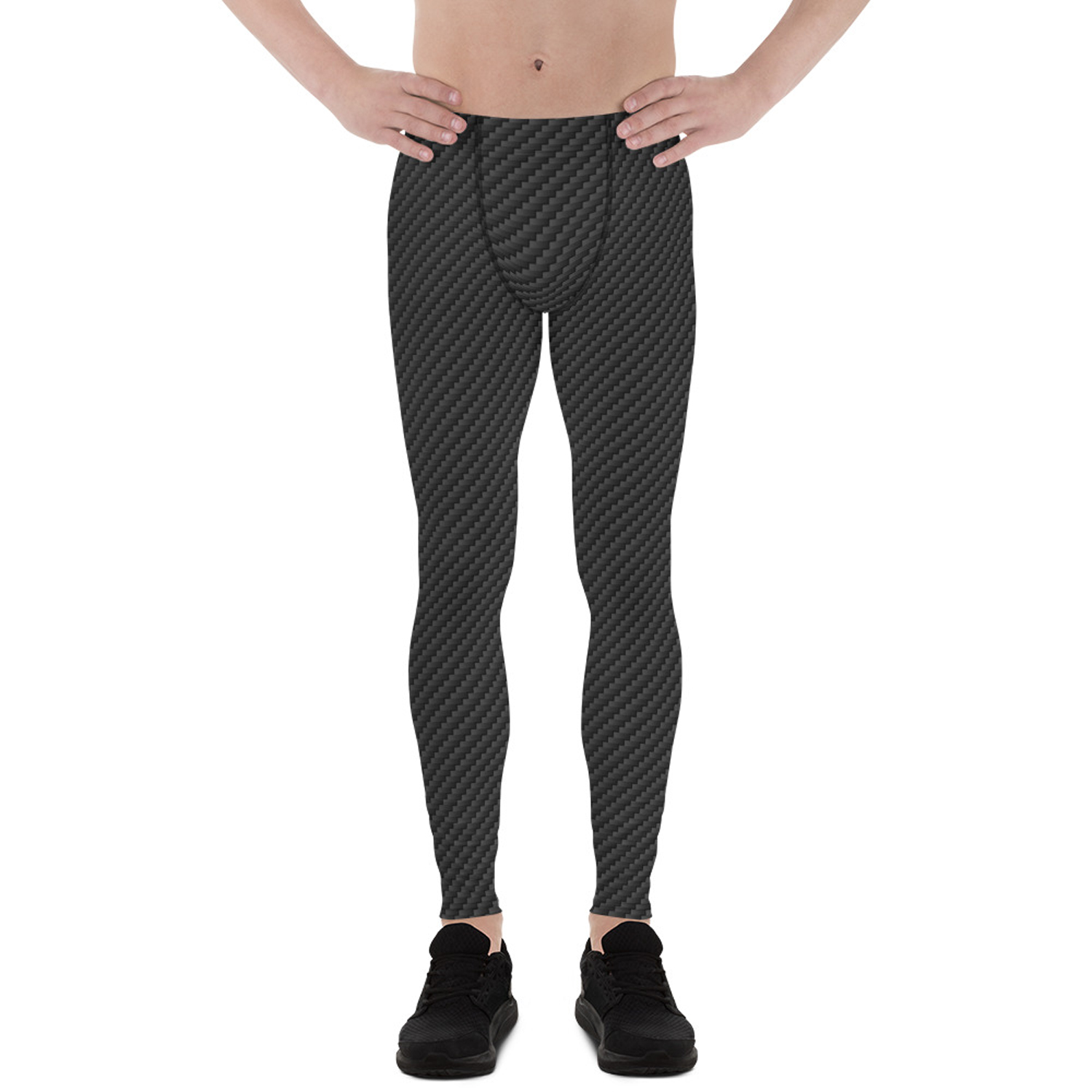 A pair of Carbon Fiber Men's Leggings showcasing a sleek design, made from high-performance fabric blend, ideal for various activities.