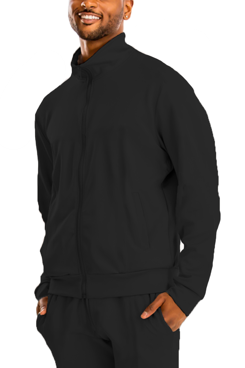 Essential Basic Plain Solid Track Jacket in a skinny fit with full zip and standard pockets, displayed on a model.