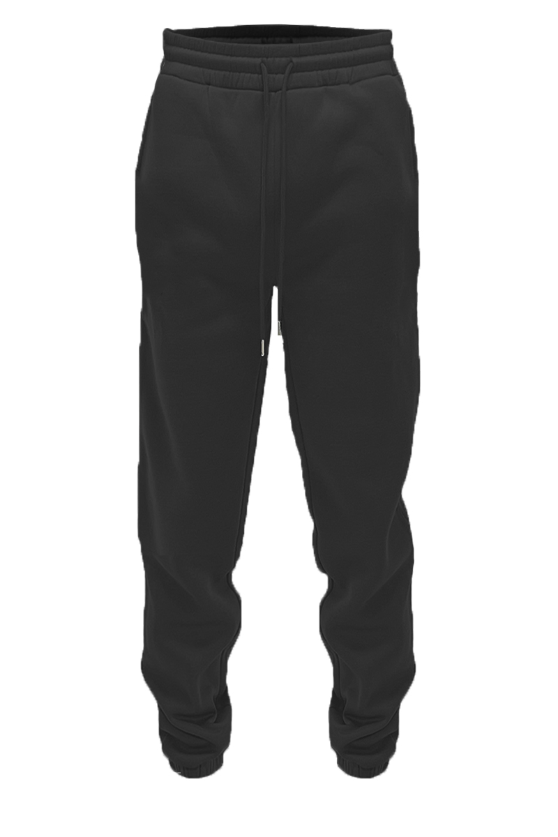 Essential Basics Solid Sweat Pant in a simple design, featuring an elastic waist, drawstring, and elastic ankle cuffs, perfect for casual wear.