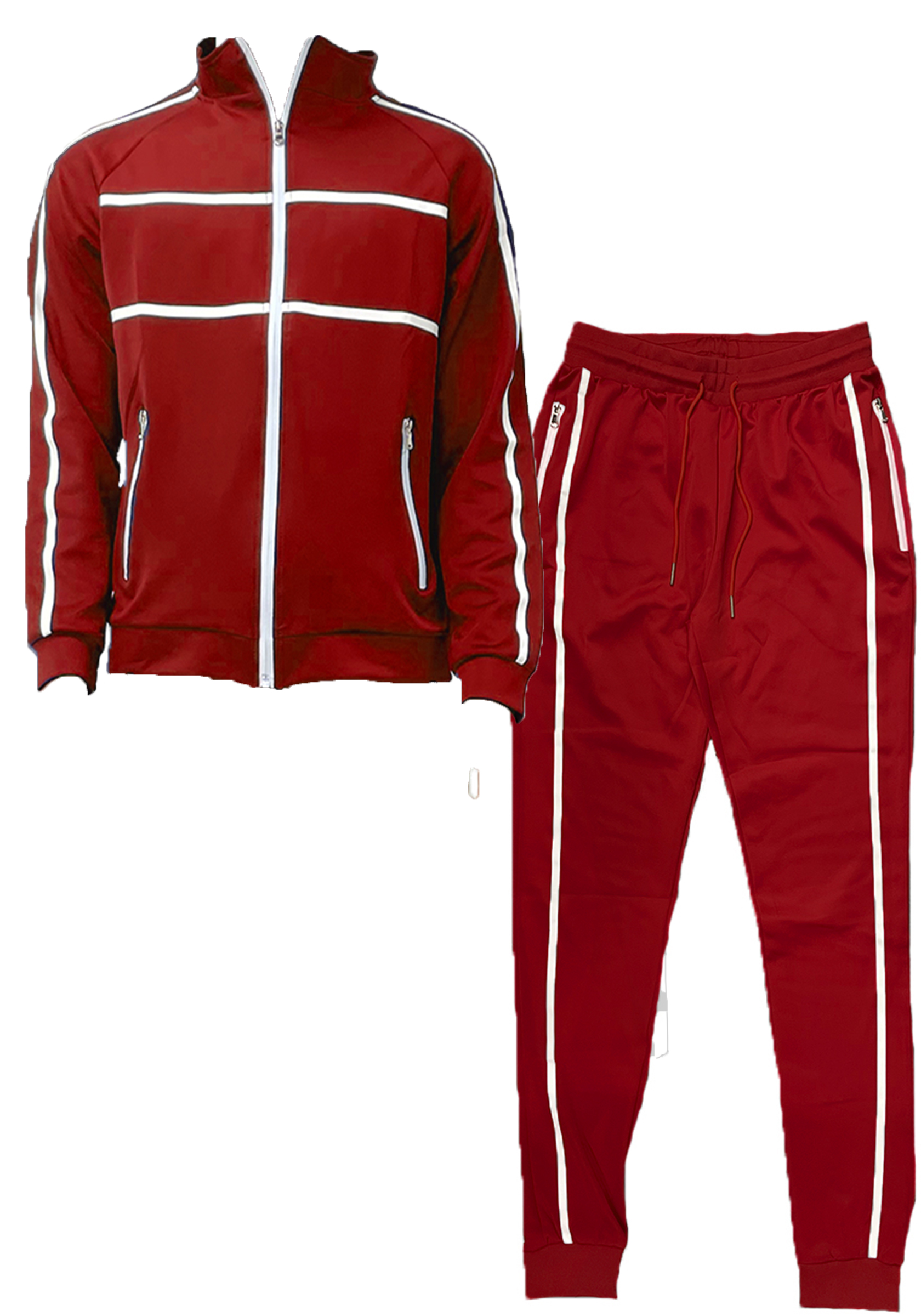 Jordan Tape Track Jacket and Jogger Set featuring a full zip jacket with zippered pockets and elastic waist joggers in a stylish tape design.