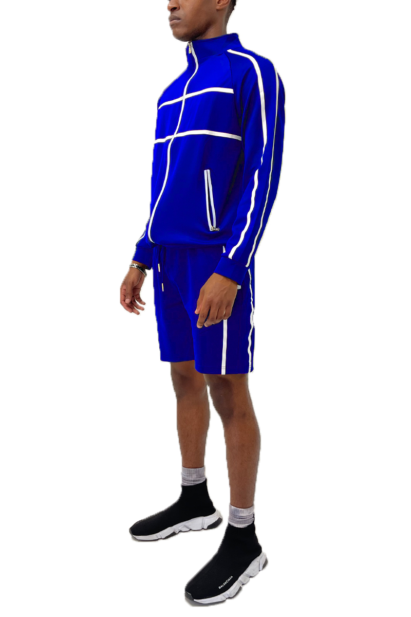 Jordan Track Jacket and Short Set featuring a full zip jacket and elastic waist shorts in a stylish design.