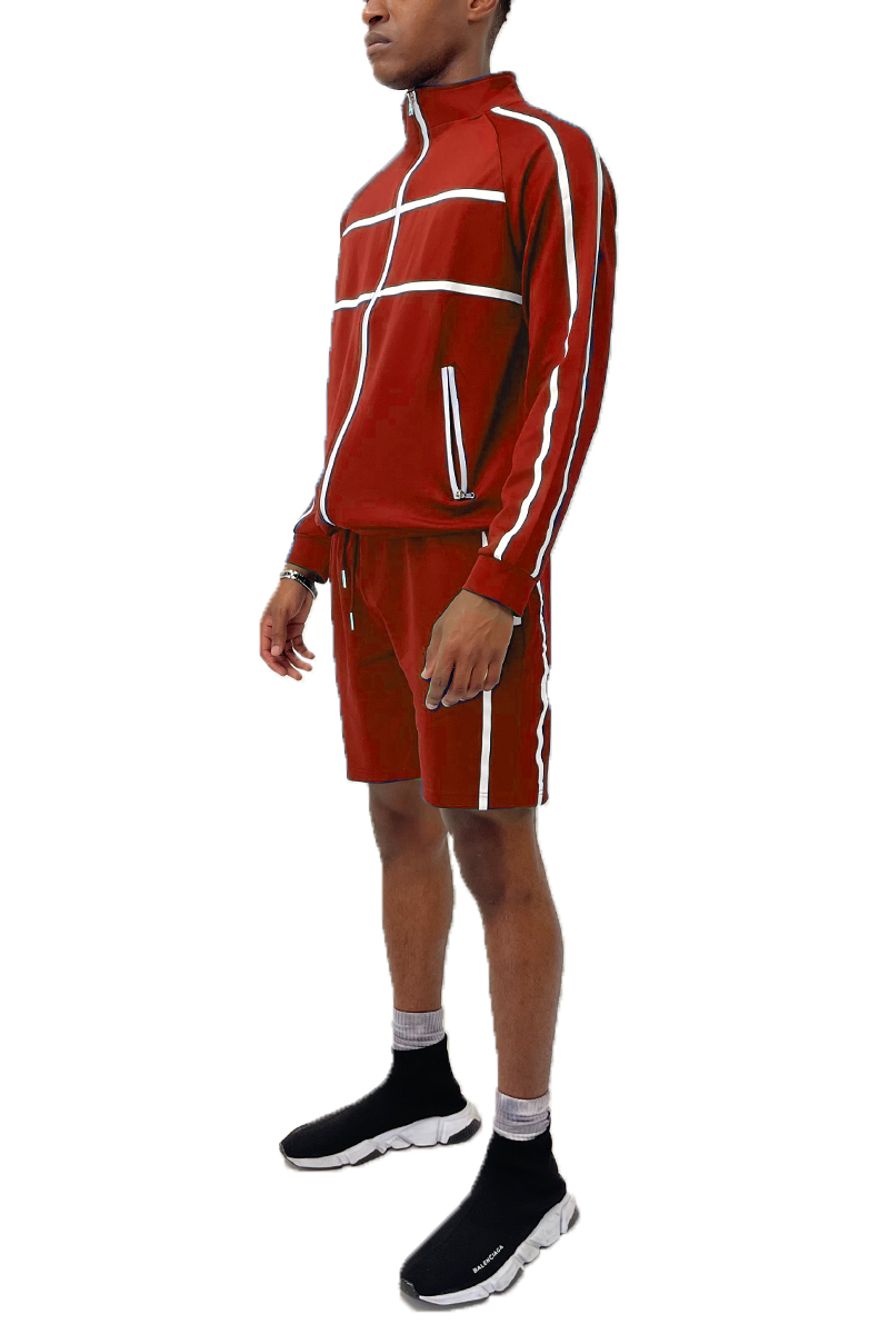 Jordan Track Jacket and Short Set featuring a full zip jacket and elastic waist shorts in a stylish design.