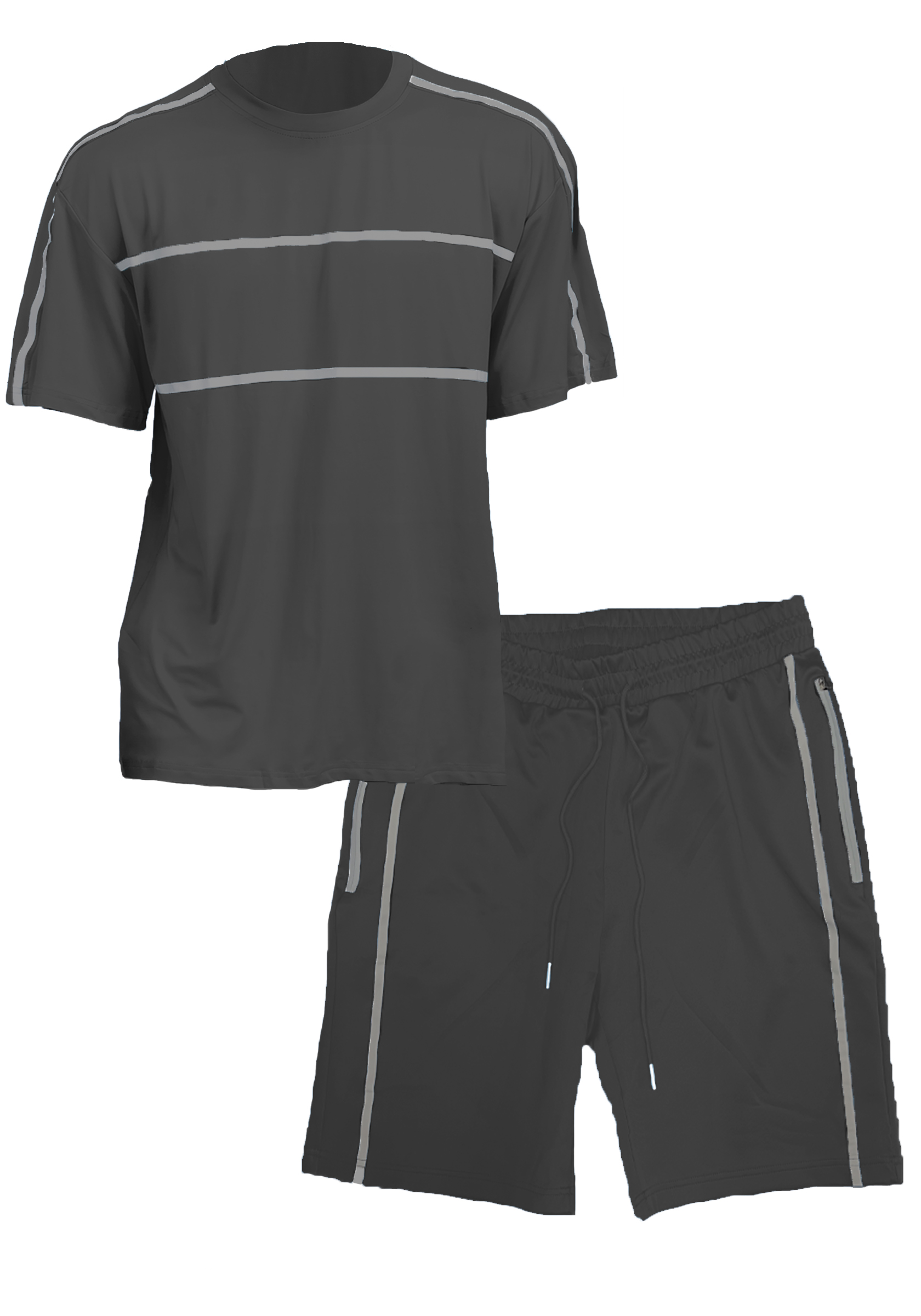 Jordan T-shirt and short set featuring a round neck T-shirt and elastic waist shorts, designed for comfort and style.