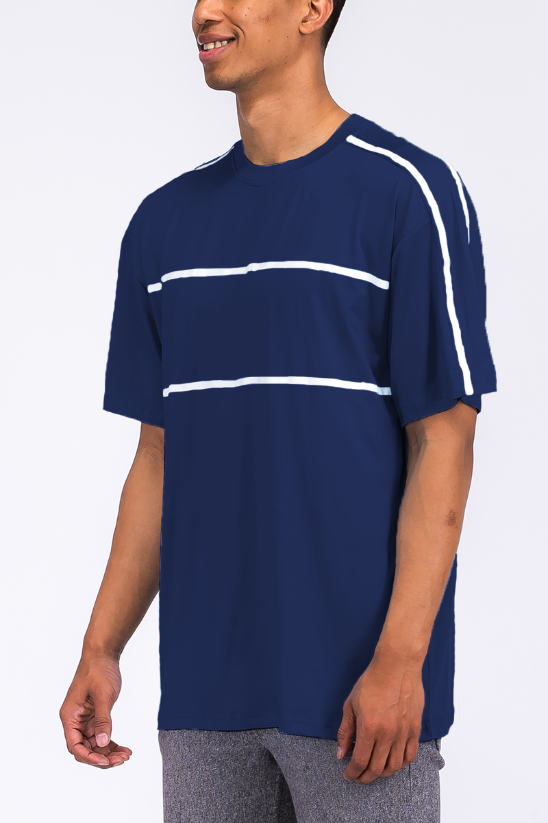 Jordan T-shirt and short set featuring a round neck T-shirt and elastic waist shorts with standard pockets.