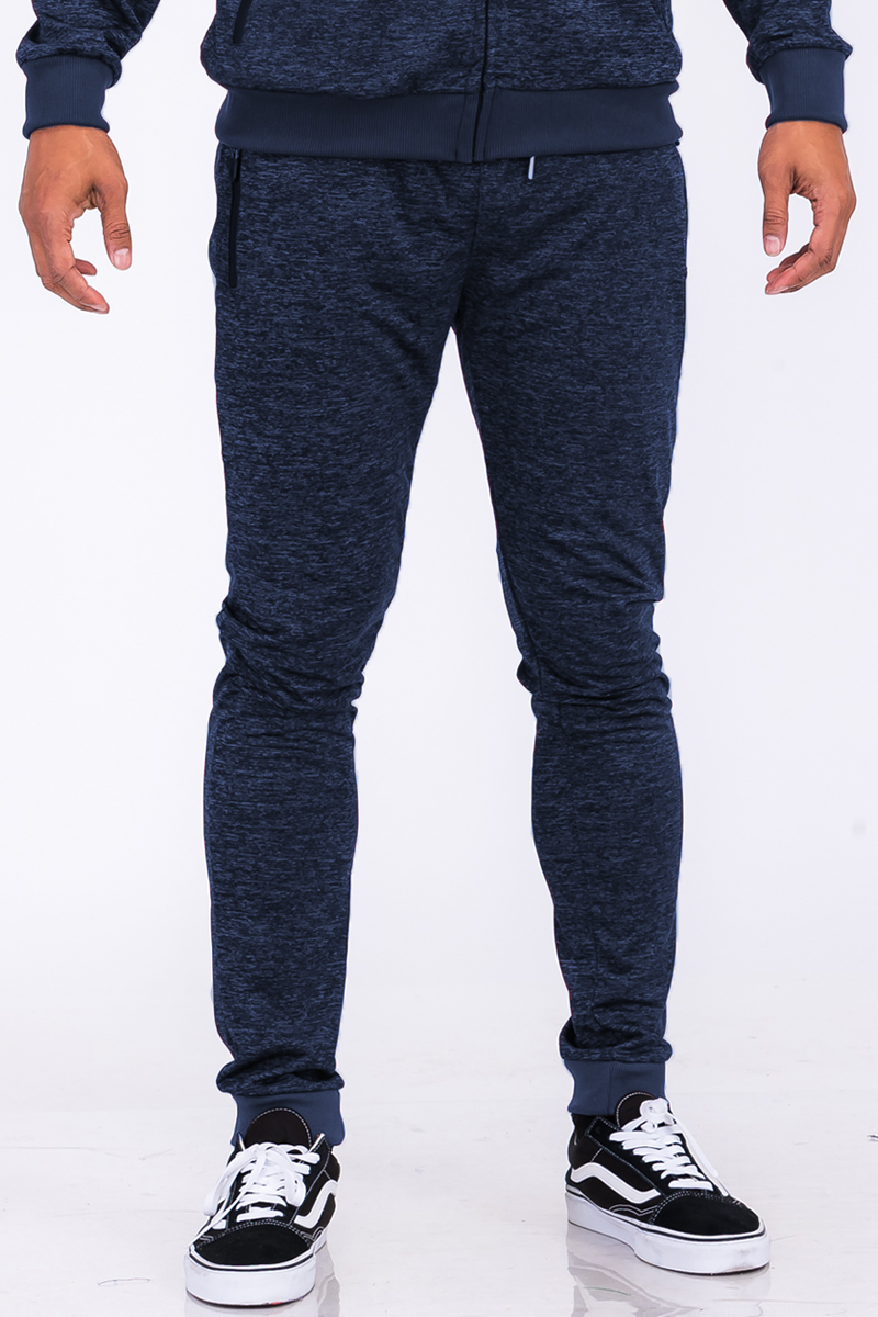 Marbled Light Weight Active Jogger featuring elastic waist, drawstring, and zippered pockets in a stylish design.