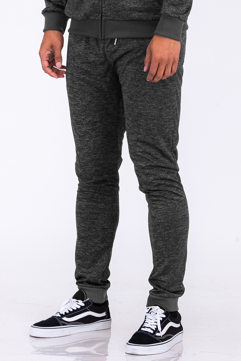 Marbled Light Weight Active Jogger featuring elastic waist, drawstring, and zippered pockets in a stylish design.