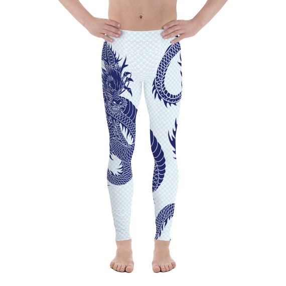 Men's Dragon Leggings featuring a unique scale design, made from high-performance fabric for comfort and flexibility during workouts.