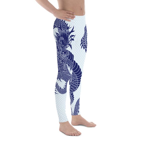 Men's Dragon Leggings featuring a unique scale design, made from high-performance fabric for comfort and flexibility during workouts.