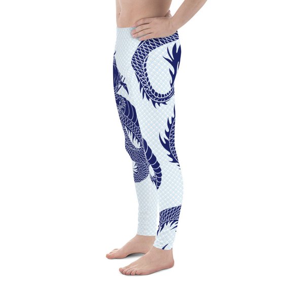 Men's Dragon Leggings featuring a unique scale design, made from high-performance fabric for comfort and flexibility during workouts.