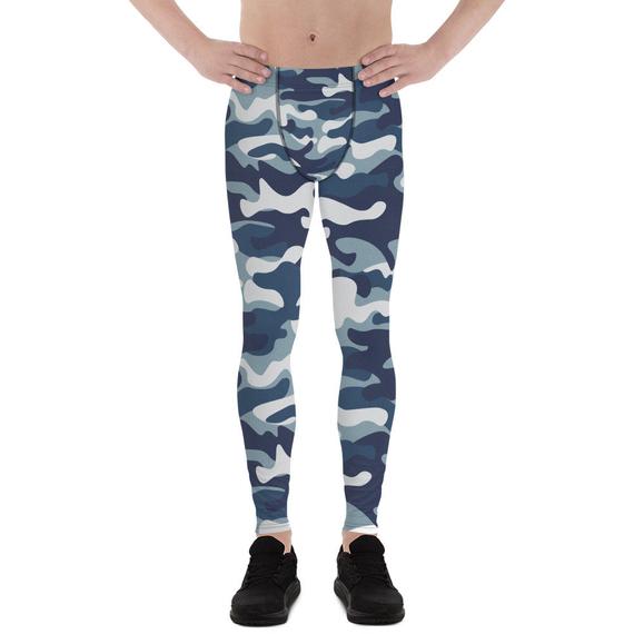 Men's leggings featuring an urban camo army/military pattern, made from a high-performance fabric blend for comfort and flexibility during workouts.