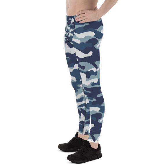 Men's leggings featuring an urban camo army/military pattern, made from a high-performance fabric blend for comfort and flexibility during workouts.