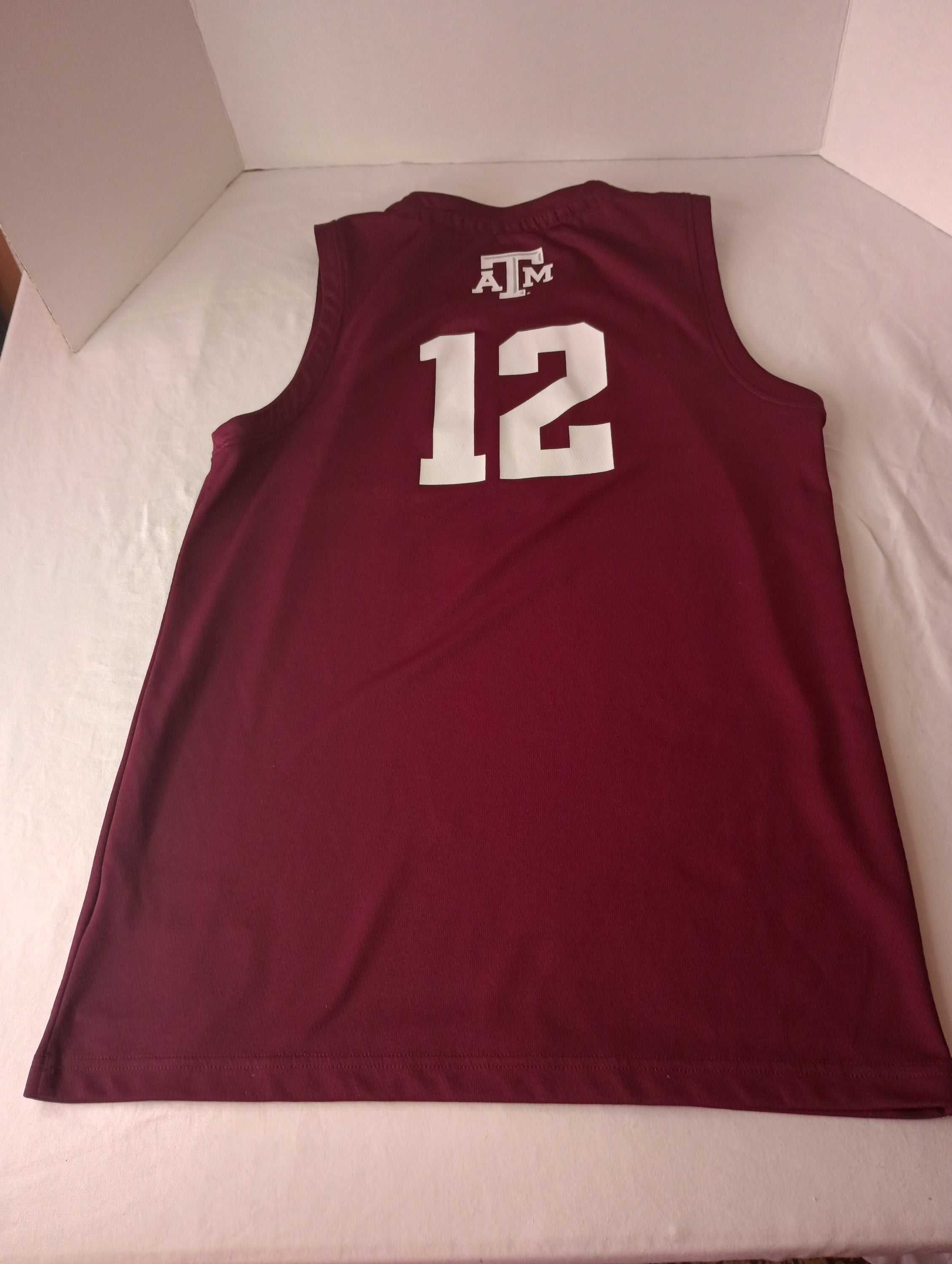 S Texas A&M Jersey #12 Basketball, size S, made by Adidas, featuring vibrant colors and quality fabric.