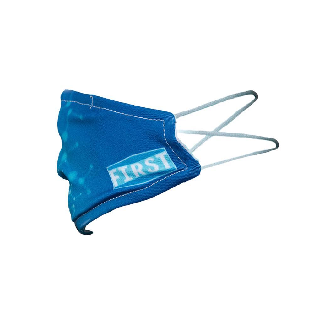 Light blue reusable non-medical masks with elastic ear bands, showcasing a breathable 2-ply design, sold in a set of 5.