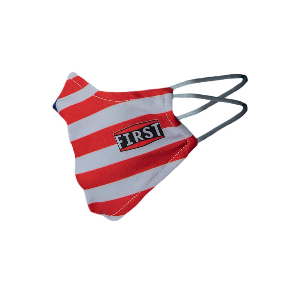 Set of 5 reusable 2-Ply Red White Blue Flag masks with elastic ear bands, designed for comfort and breathability.