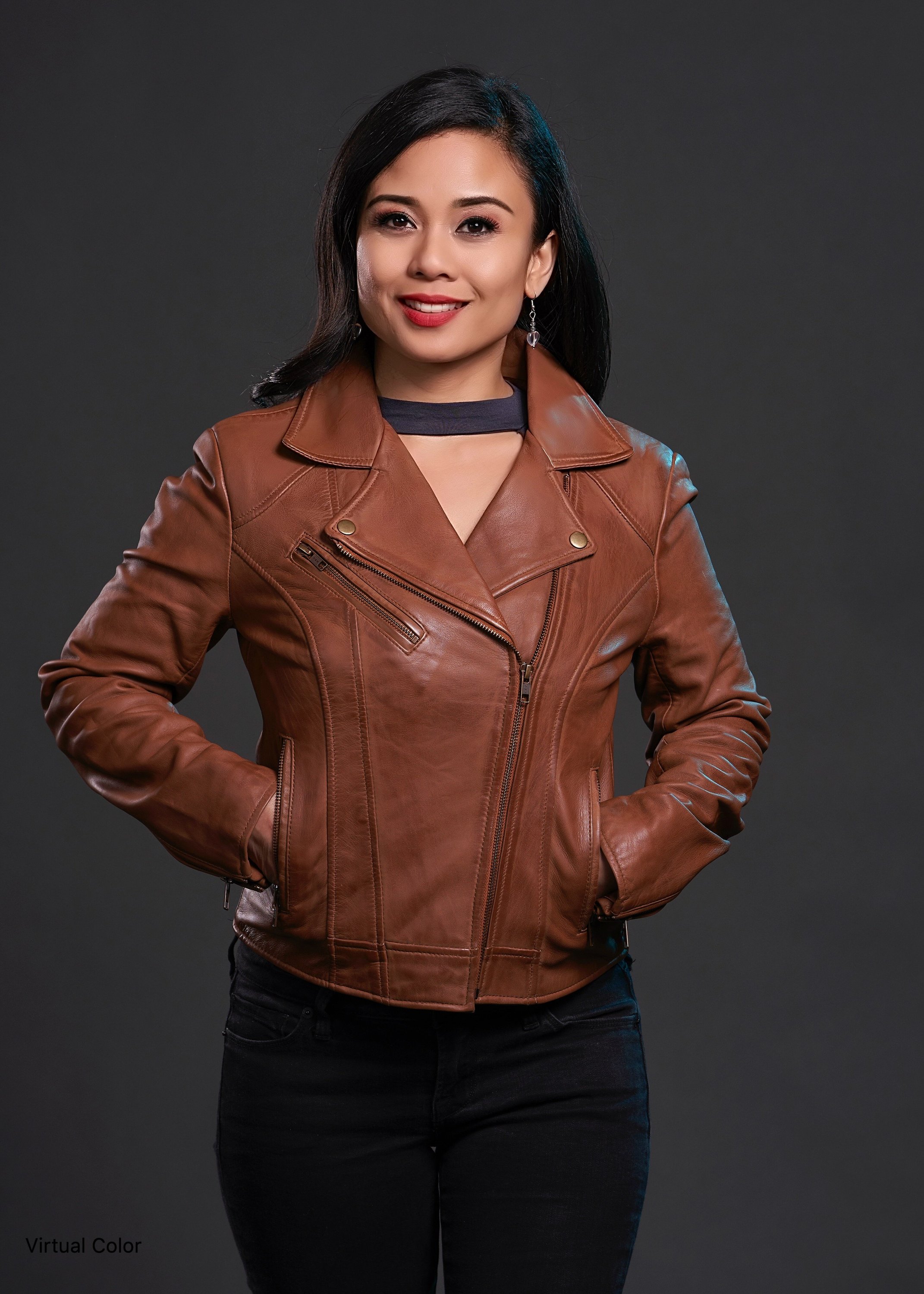 Betsy Women's Leather Jacket in oxblood color, showcasing genuine sheepskin leather and stylish zip sleeves.