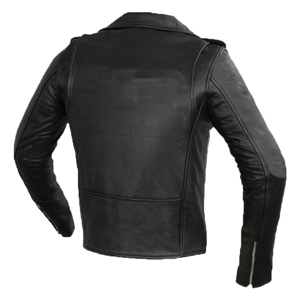 Billy Women's Motorcycle Leather Jacket made from genuine cowhide leather with asymmetrical zipper and multiple pockets.