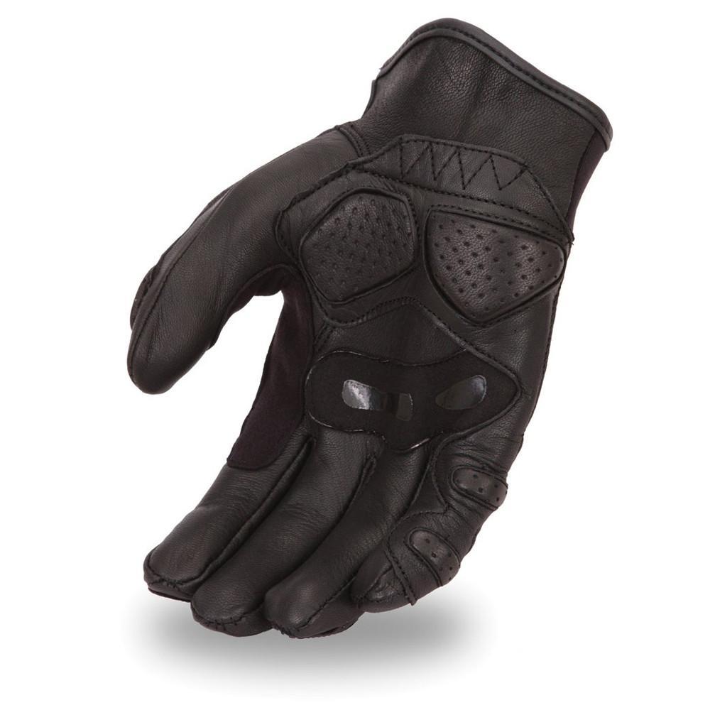 Blitz Men's Motorcycle Leather Gloves showcasing premium leather, padded fingers, and adjustable wrist strap.