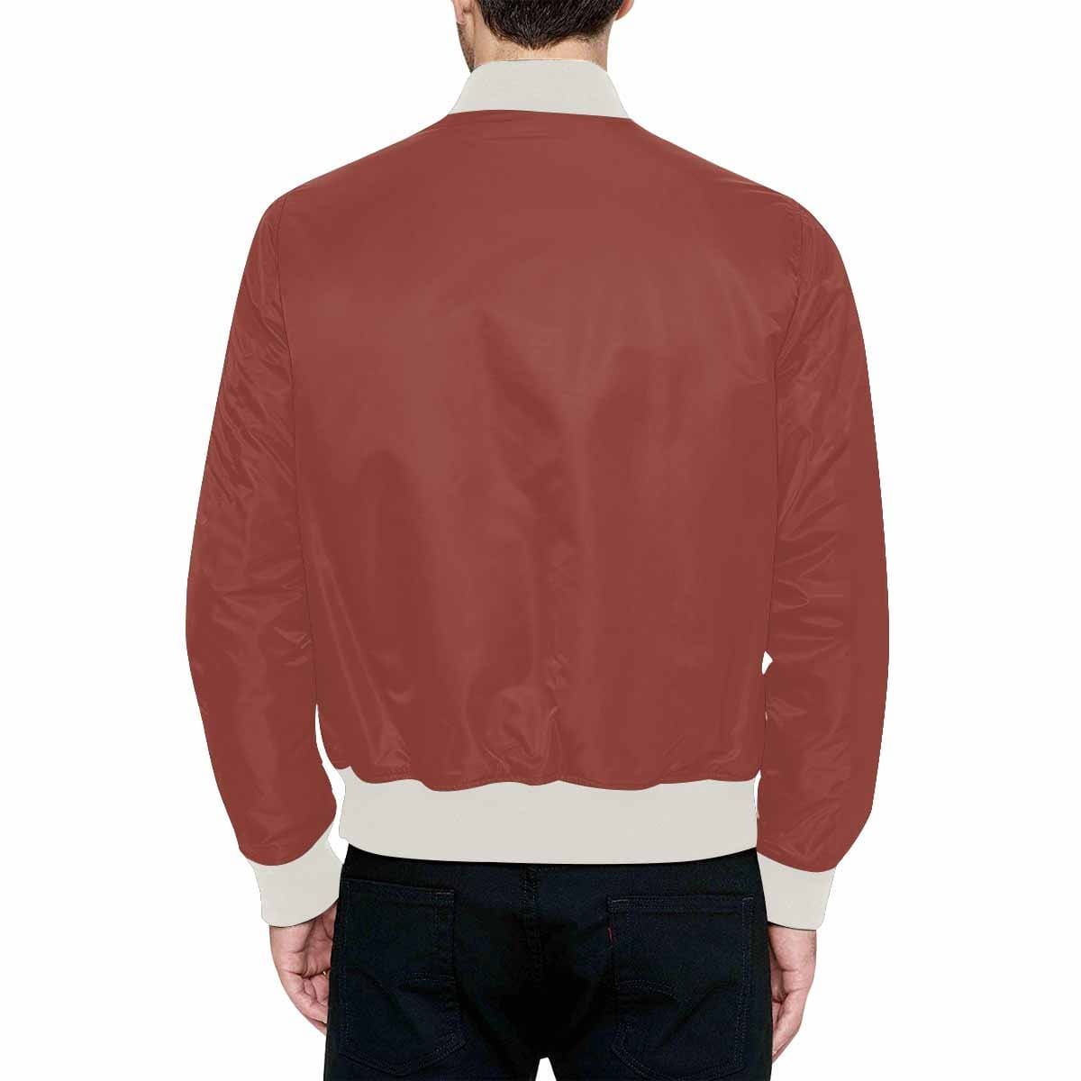 Cognac Red Bomber Jacket for Men, featuring a relaxed fit, zipper closure, and two self-fabric pockets, perfect for casual and active wear.