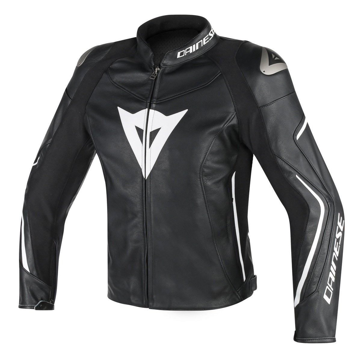 Dainese Pro Motorbike Leather Jacket showcasing premium cowhide leather, CE approved armor, and stylish design features.