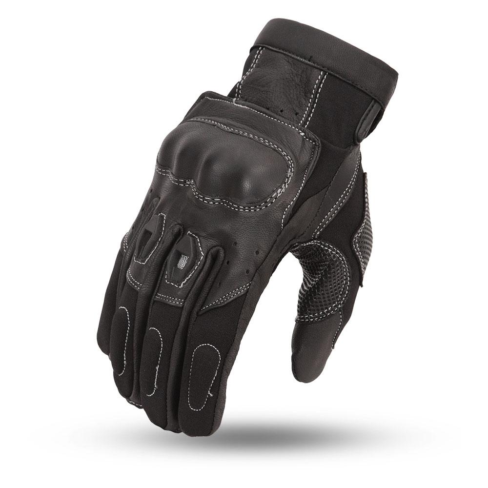 Extreme Men's Motorcycle Leather Gloves featuring hard knuckles, ventilation, and padded palms for comfort and protection.