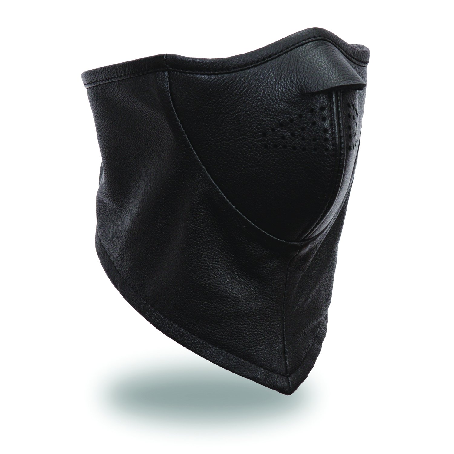 Fleece-lined black face mask designed for outdoor protection against debris and weather elements.