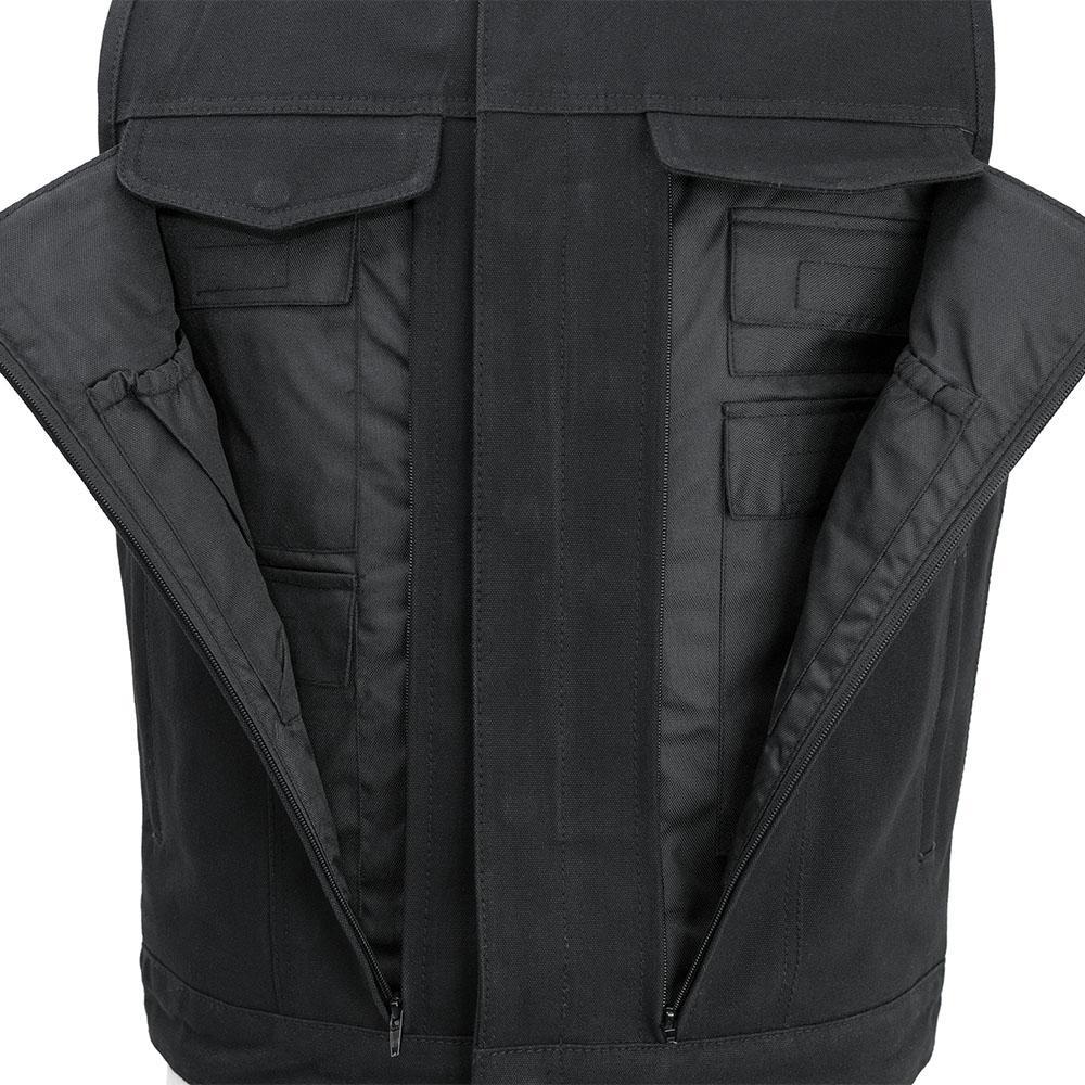 Fairfax V2 Men's Motorcycle Vest made from durable 20oz canvas with multiple pockets and stylish black bandanna liner.