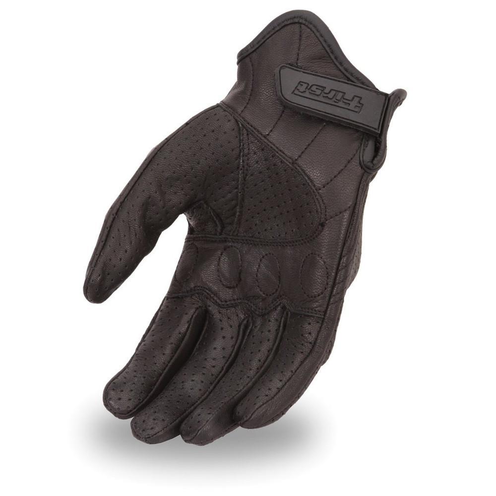 FI134GL men's lightweight perforated gloves with rubberized knuckle protection and adjustable wrist strap, made from premium Aniline goat leather.