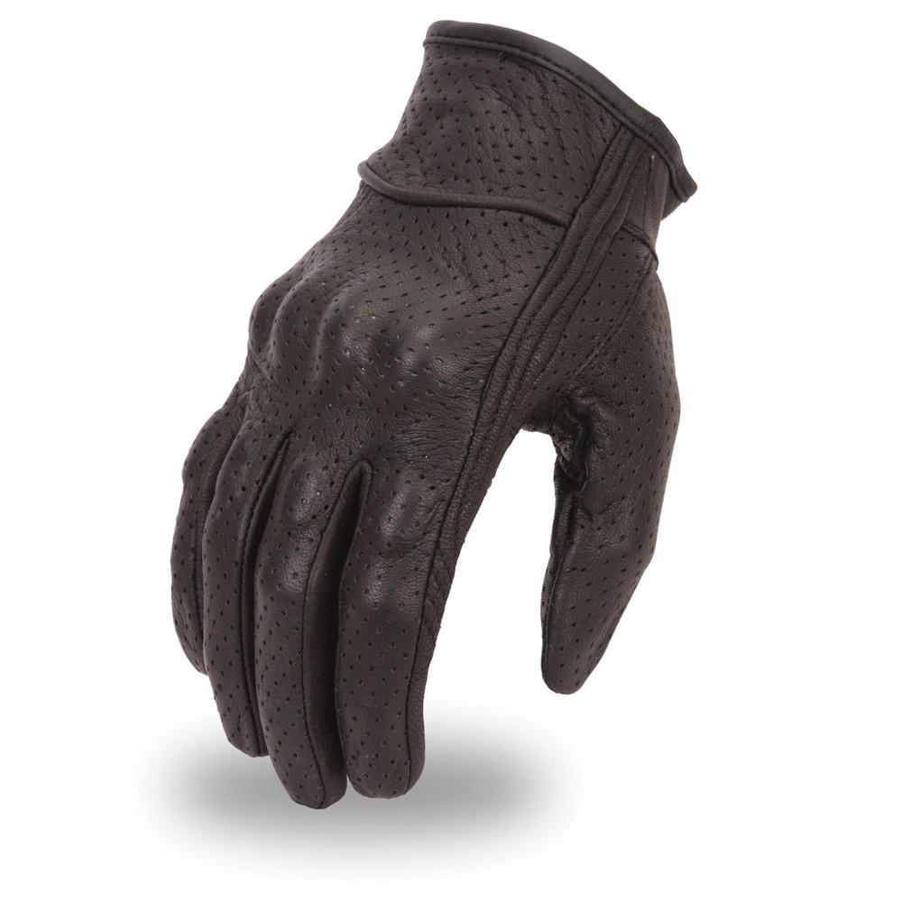 FI134GL men's lightweight perforated gloves with rubberized knuckle protection and adjustable wrist strap, made from premium Aniline goat leather.