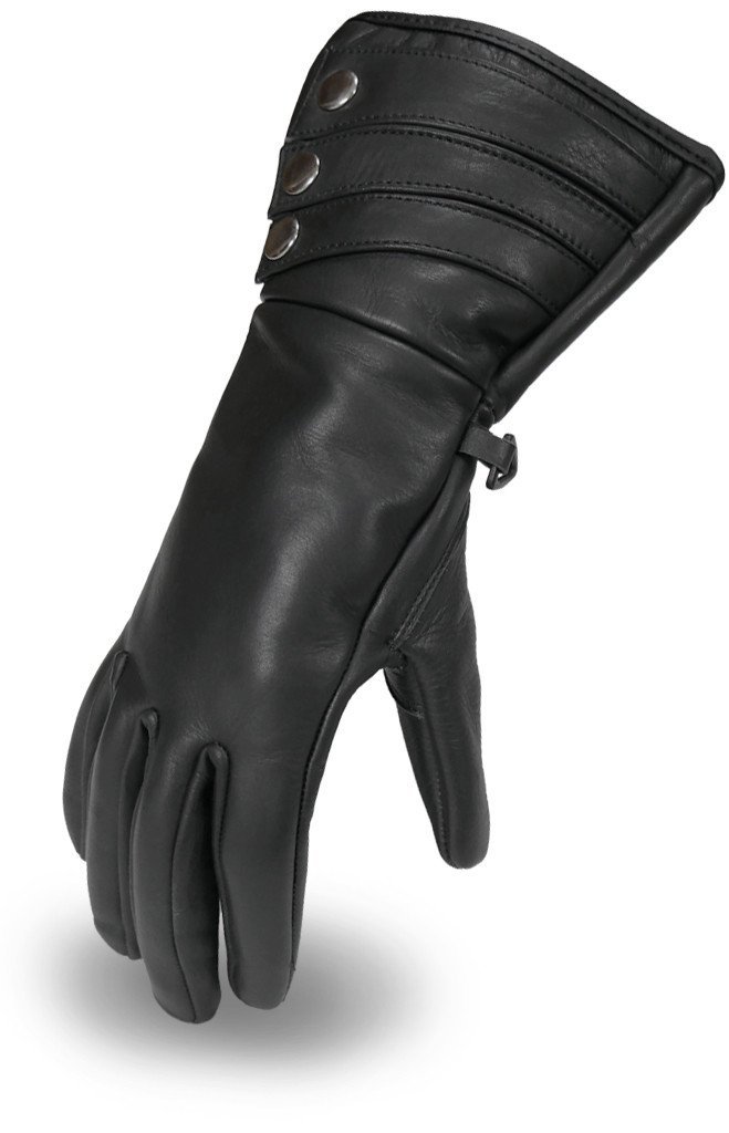 FI197GEL women's high-performance gauntlet made of premium cowhide, featuring gel palms and an extended design for added warmth and protection.