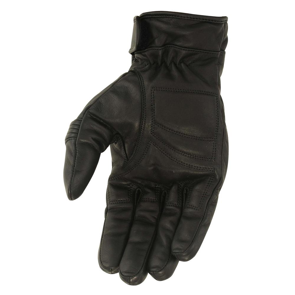 Flat Track men's motorcycle leather gloves showcasing waterproof design and stretch knuckles for flexibility.