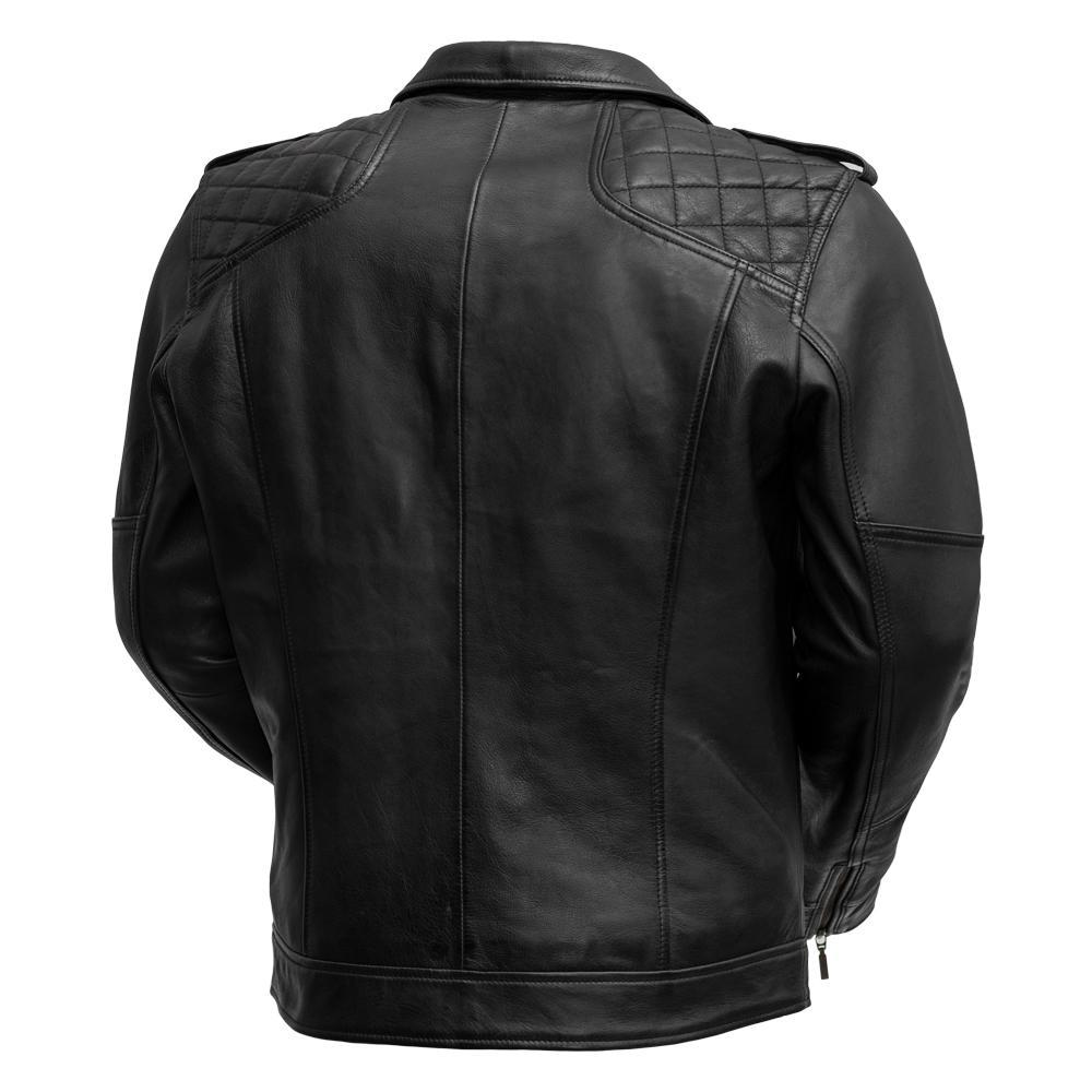 Gavin Men's Leather Jacket made from genuine sheepskin leather with quilted shoulder accents and zip pockets.