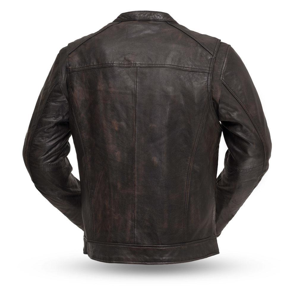 Hipster Men's Motorcycle Leather Jacket made from premium sheep leather, featuring a stylish design with multiple pockets and zippers.