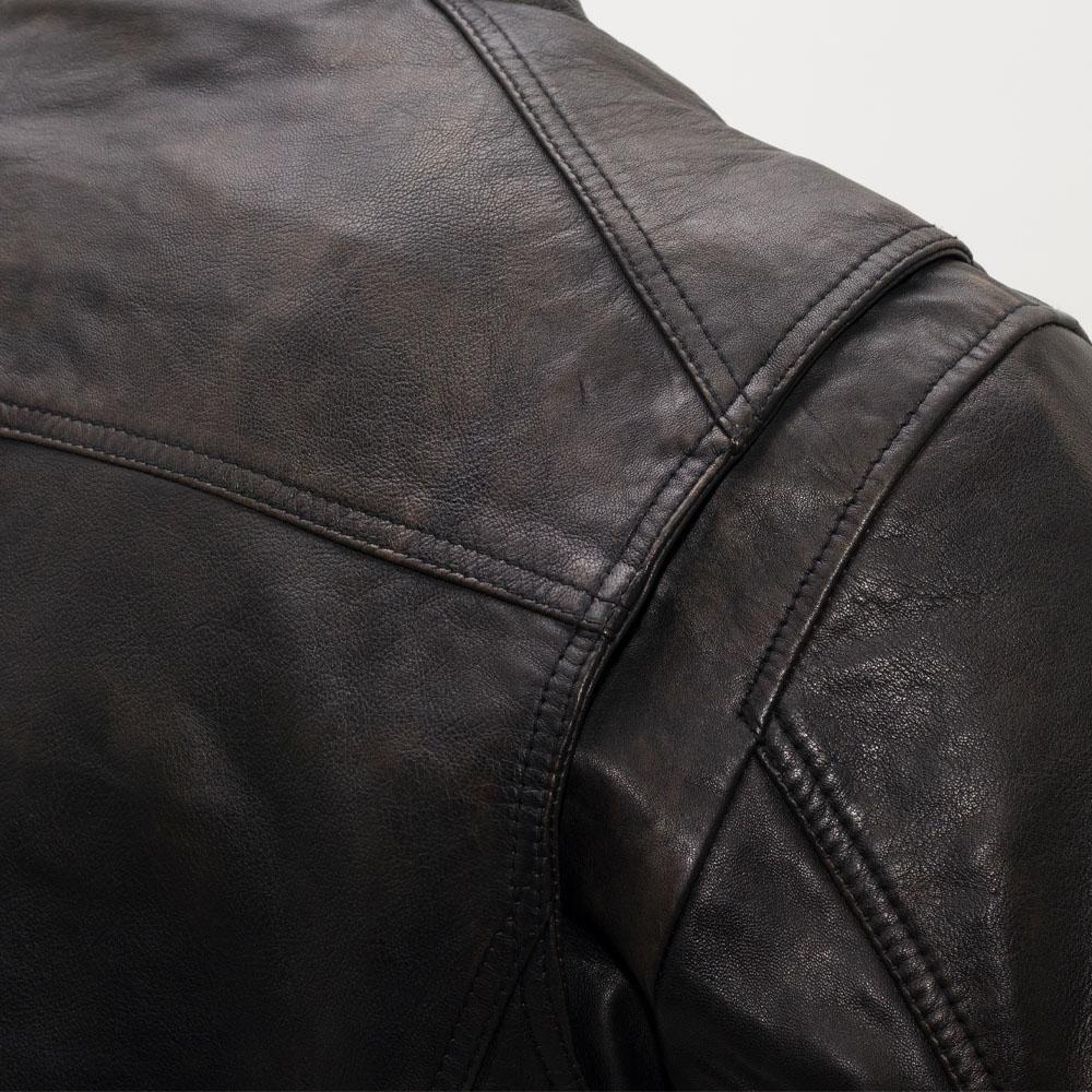 Hipster Men's Motorcycle Leather Jacket made from premium sheep leather, featuring a stylish design with multiple pockets and zippers.