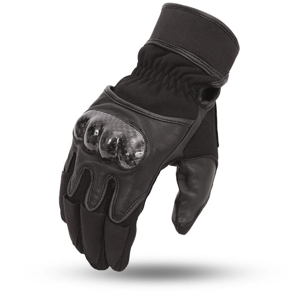 Hurricane Men's Motorcycle Leather Gloves featuring Kevlar knuckles and gel padding for protection and comfort.