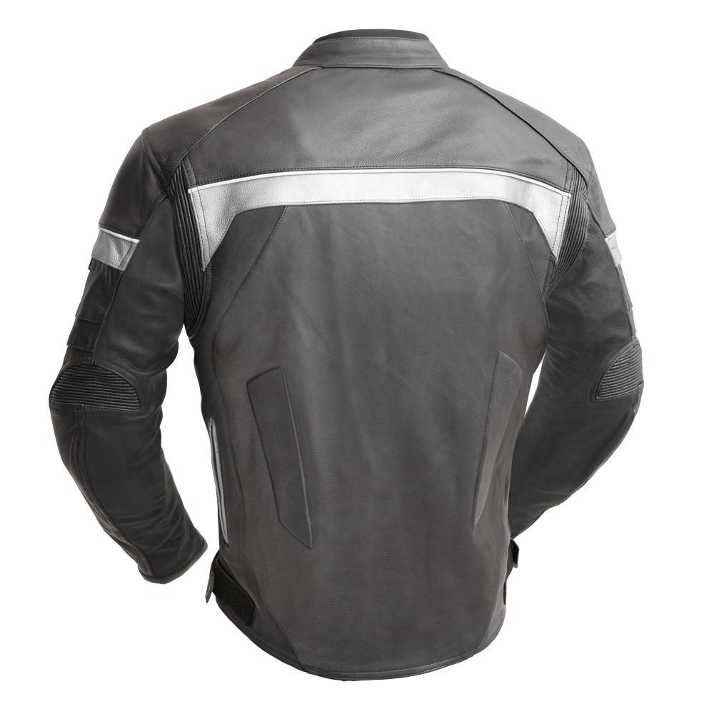 A stylish Leather Cowhide Racing Jacket featuring matte finish, stretchable panels, and CE approved protective gear, perfect for motorcycle enthusiasts.