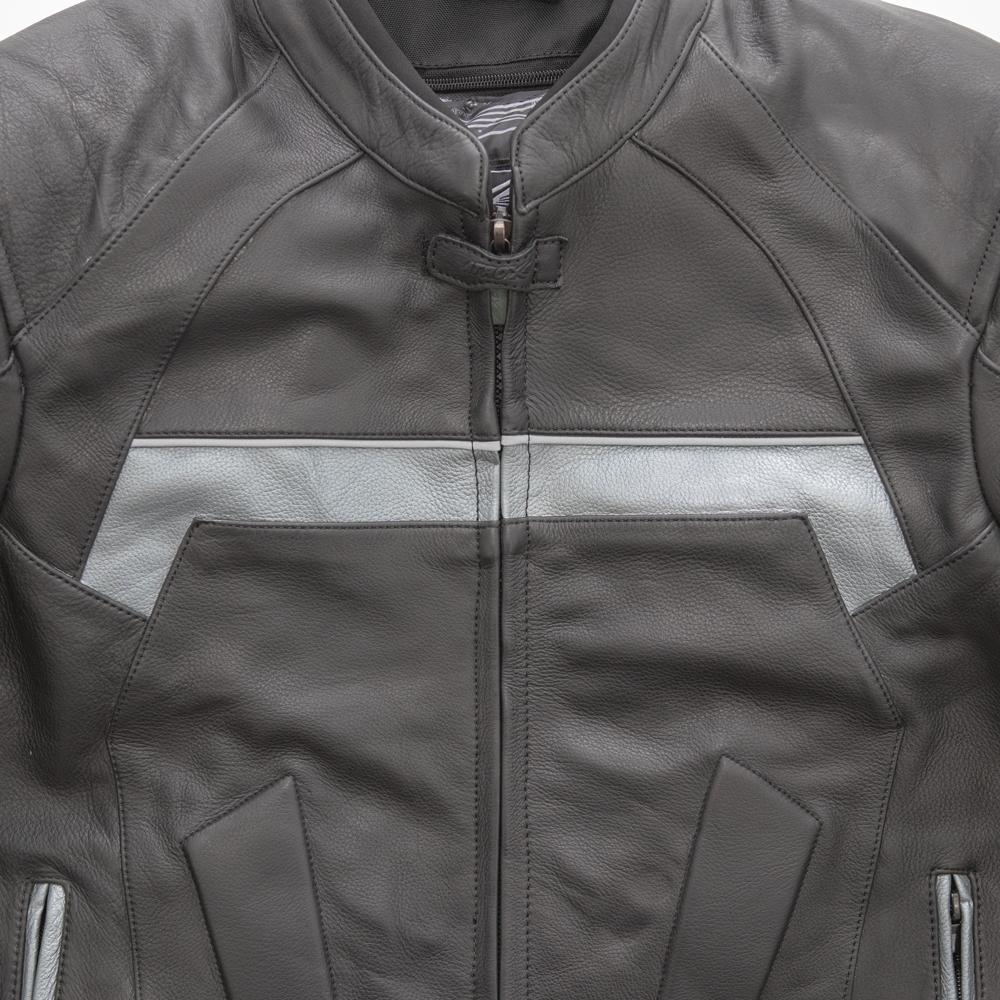 A stylish Leather Cowhide Racing Jacket featuring matte finish, stretchable panels, and CE approved protective gear, perfect for motorcycle enthusiasts.