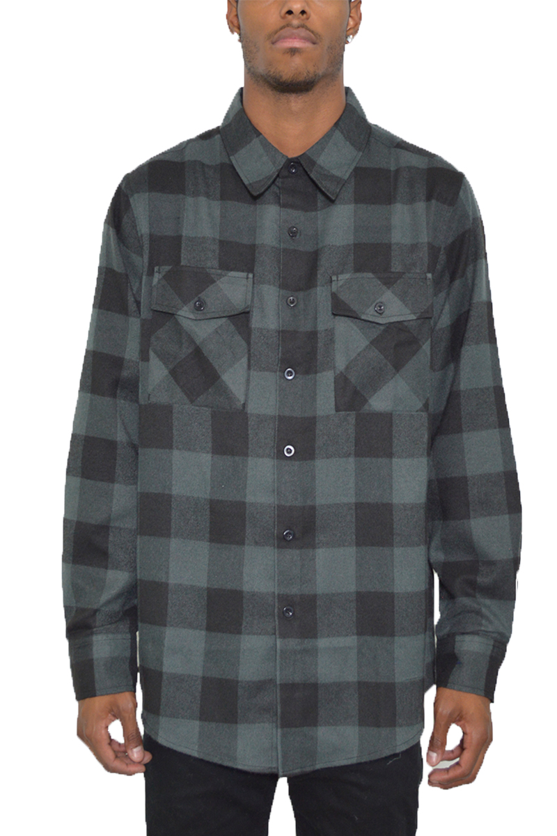 A stylish Long Sleeve Checkered Flannel shirt in various colors, showcasing its checkered pattern and comfortable fit.