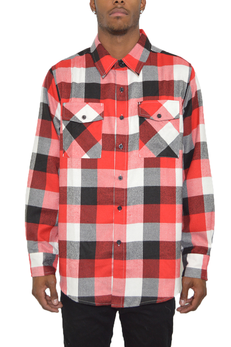 A stylish Long Sleeve Checkered Flannel shirt in vibrant colors, showcasing its checkered pattern and soft fabric.