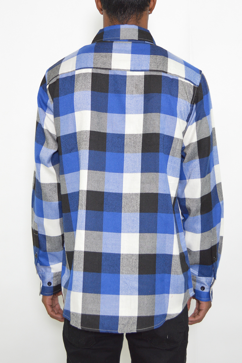 A stylish Long Sleeve Checkered Flannel shirt in vibrant colors, showcasing its checkered pattern and comfortable fit.