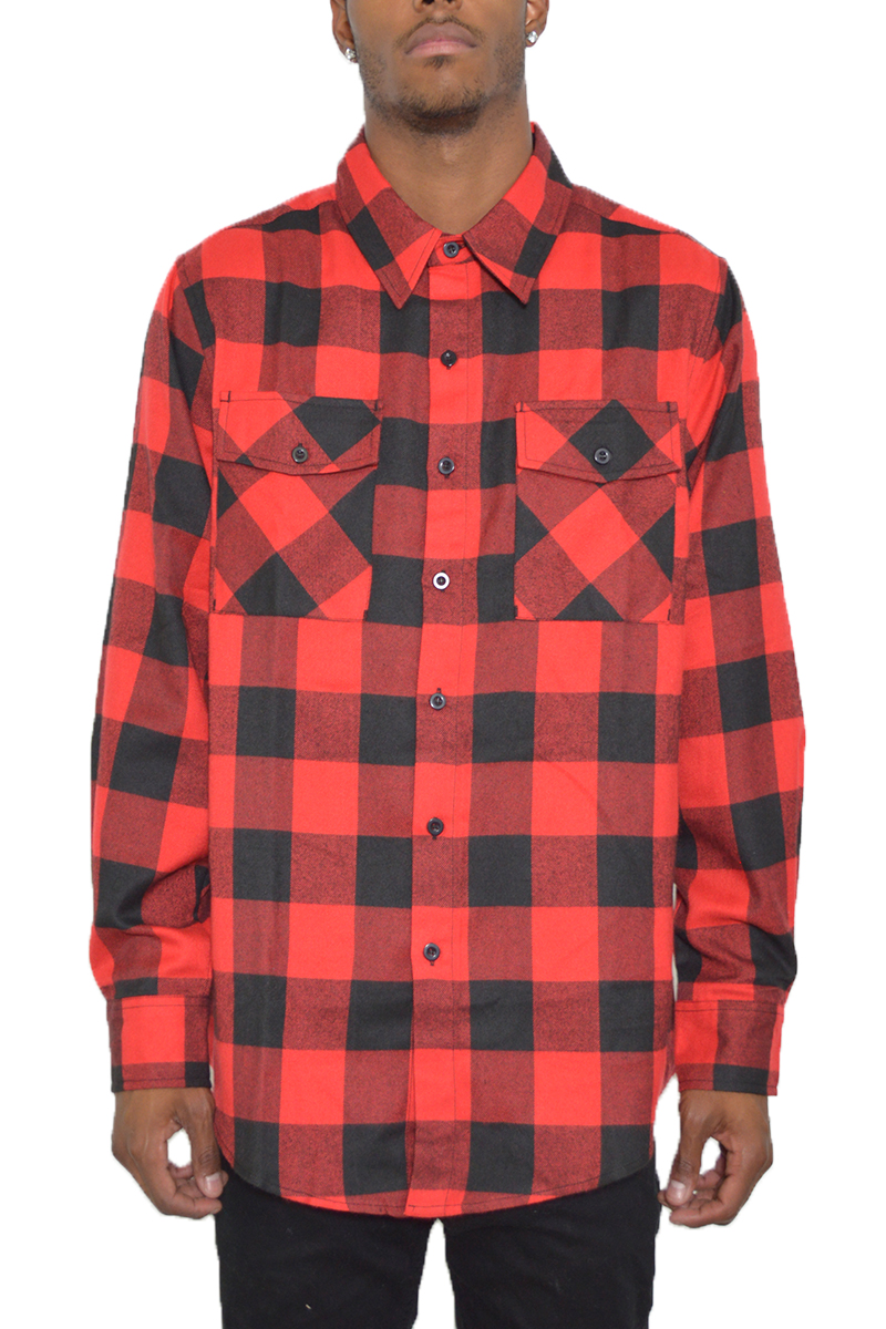 A stylish long sleeve checkered flannel shirt in vibrant colors, perfect for casual wear and layering.