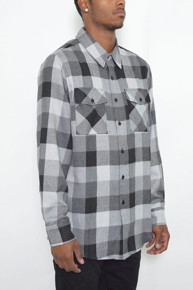 A stylish Long Sleeve Checkered Flannel shirt in vibrant colors, showcasing its checkered pattern and comfortable fit.