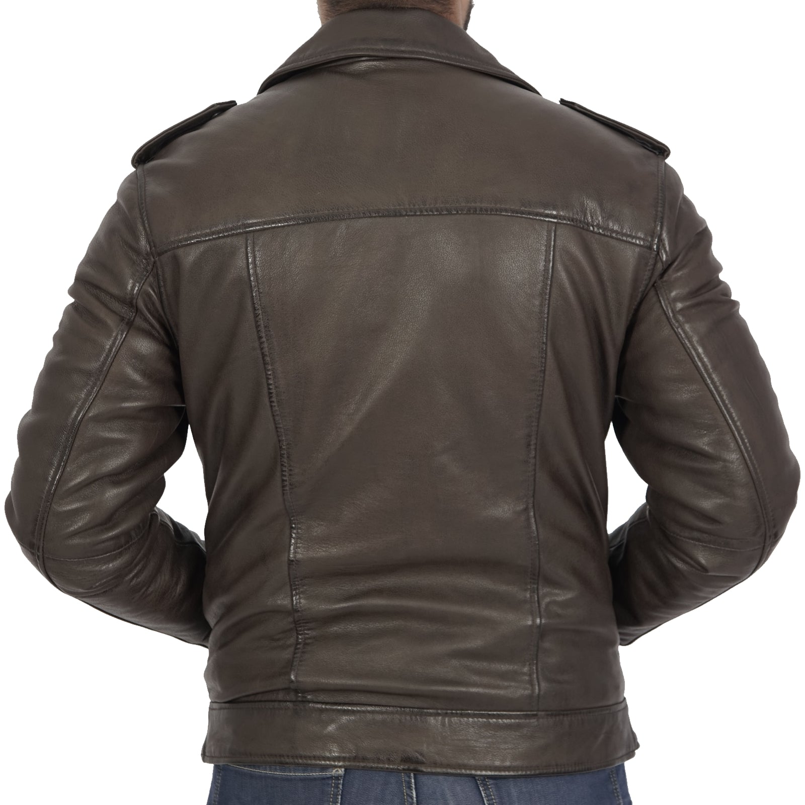 Lorenzo Comfortable Brown Leather Jacket displayed on a mannequin, showcasing its rich brown color and stylish design.