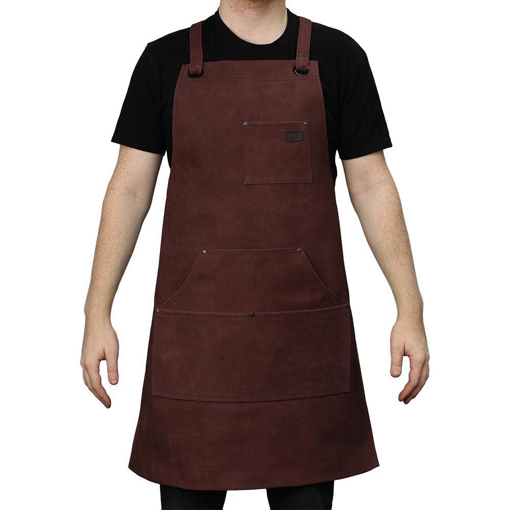 FIAPRONSUEDE Machinist apron featuring adjustable straps and multiple pockets for tools, made from durable suede material.