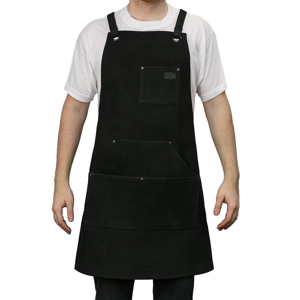 FIAPRONSUEDE Machinist apron featuring adjustable straps and multiple pockets for tools, made from durable suede material.